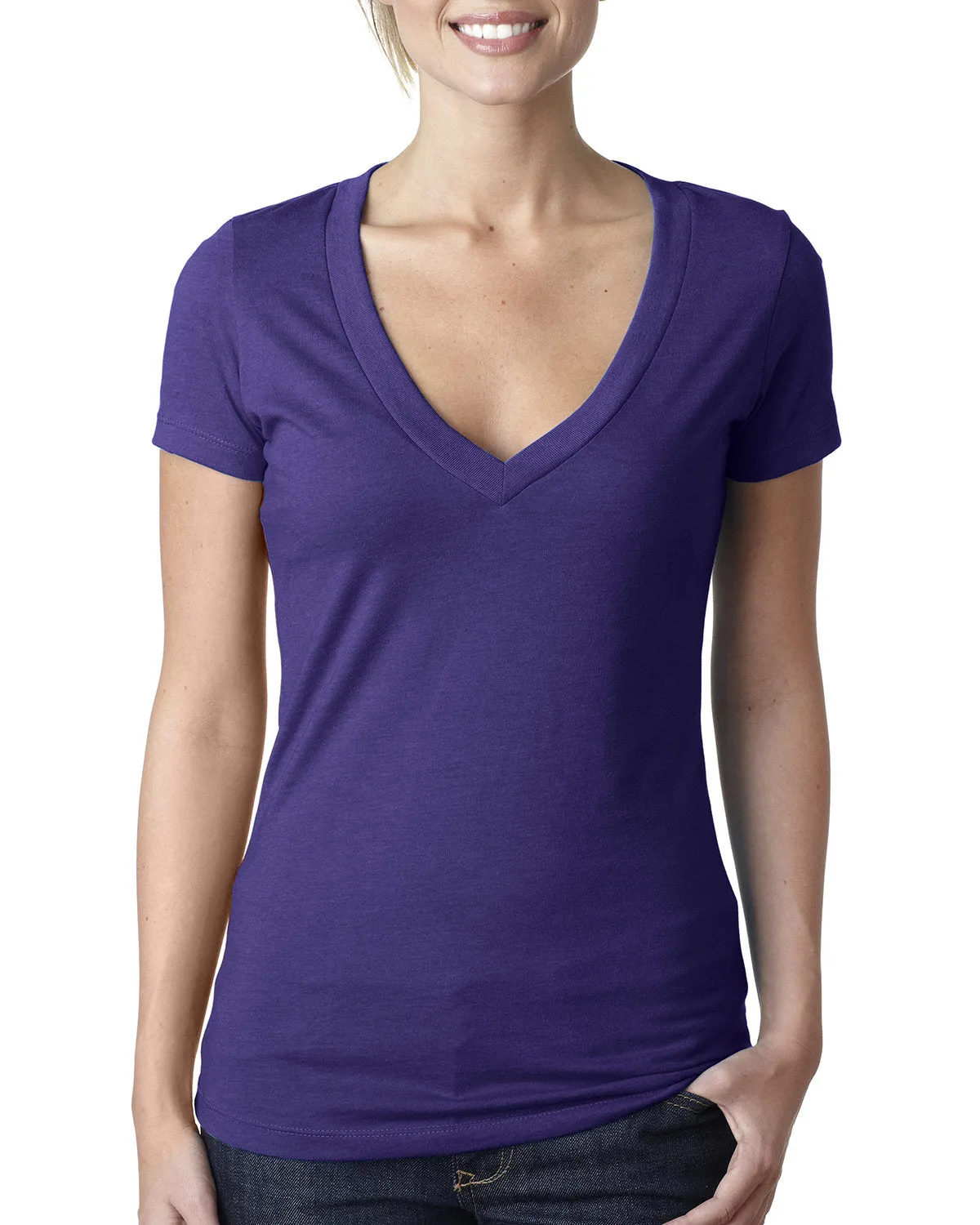 Next Level 6640 Ladies' CVC Deep V-Neck T-Shirt