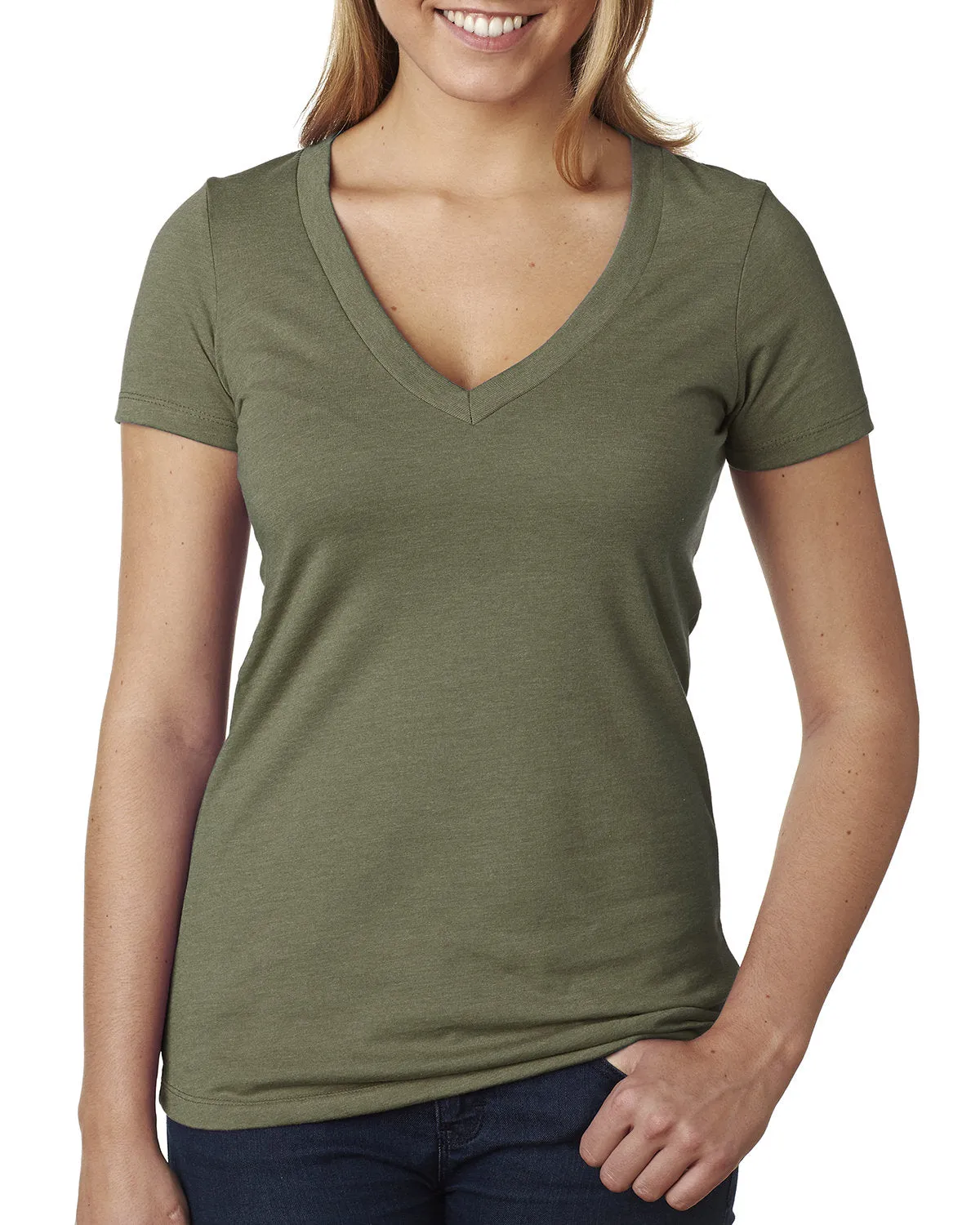 Next Level 6640 Ladies' CVC Deep V-Neck T-Shirt