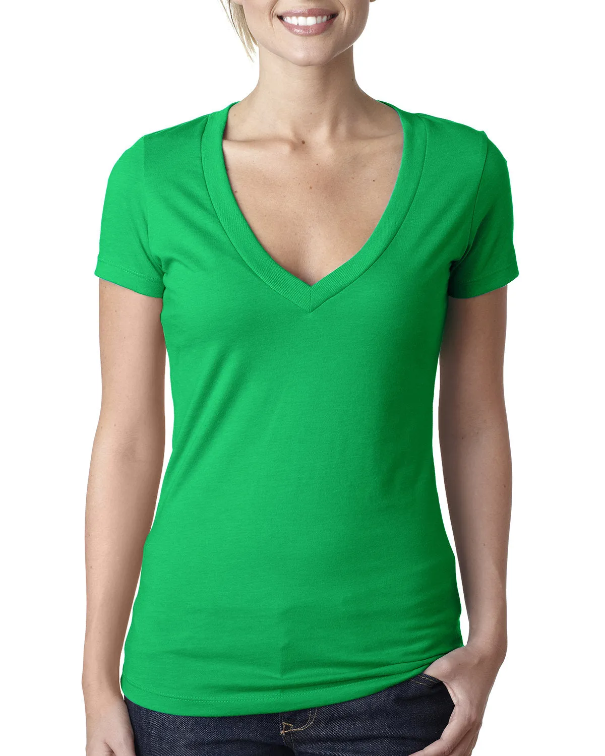 Next Level 6640 Ladies' CVC Deep V-Neck T-Shirt