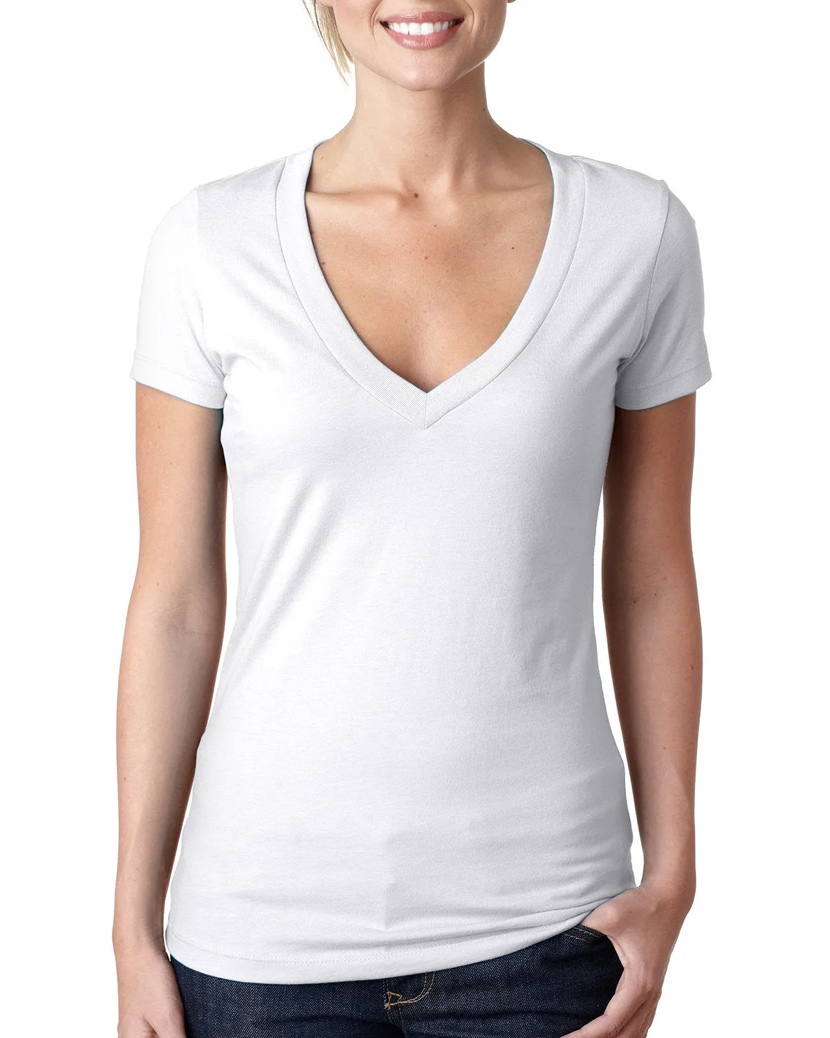 Next Level 6640 Ladies' CVC Deep V-Neck T-Shirt