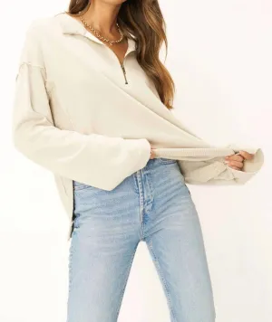 Oliver Collared Half-Zip Sweatshirt In Cream