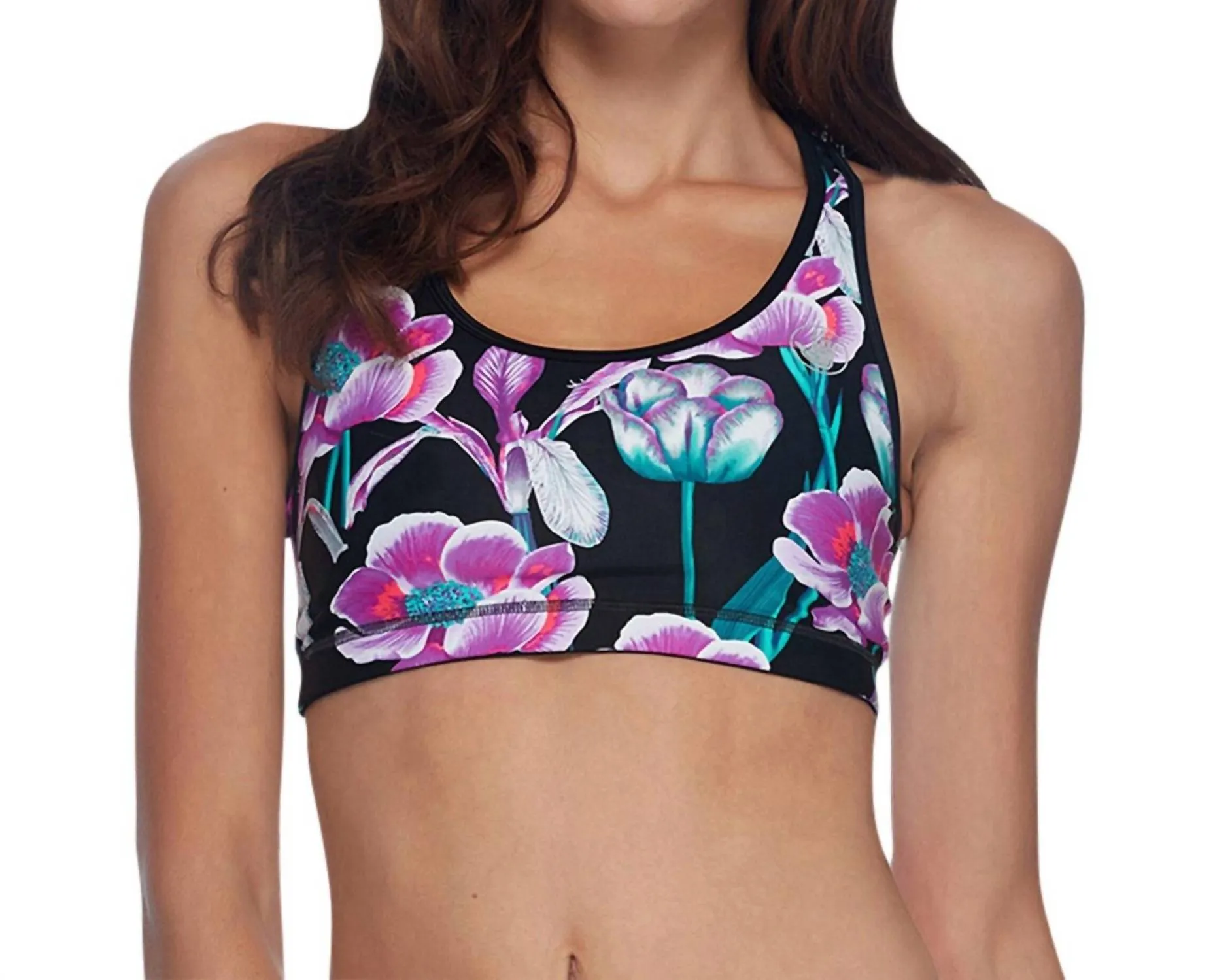 Oria Chameleon Reversible Medium Impact Sports Bra In Black
