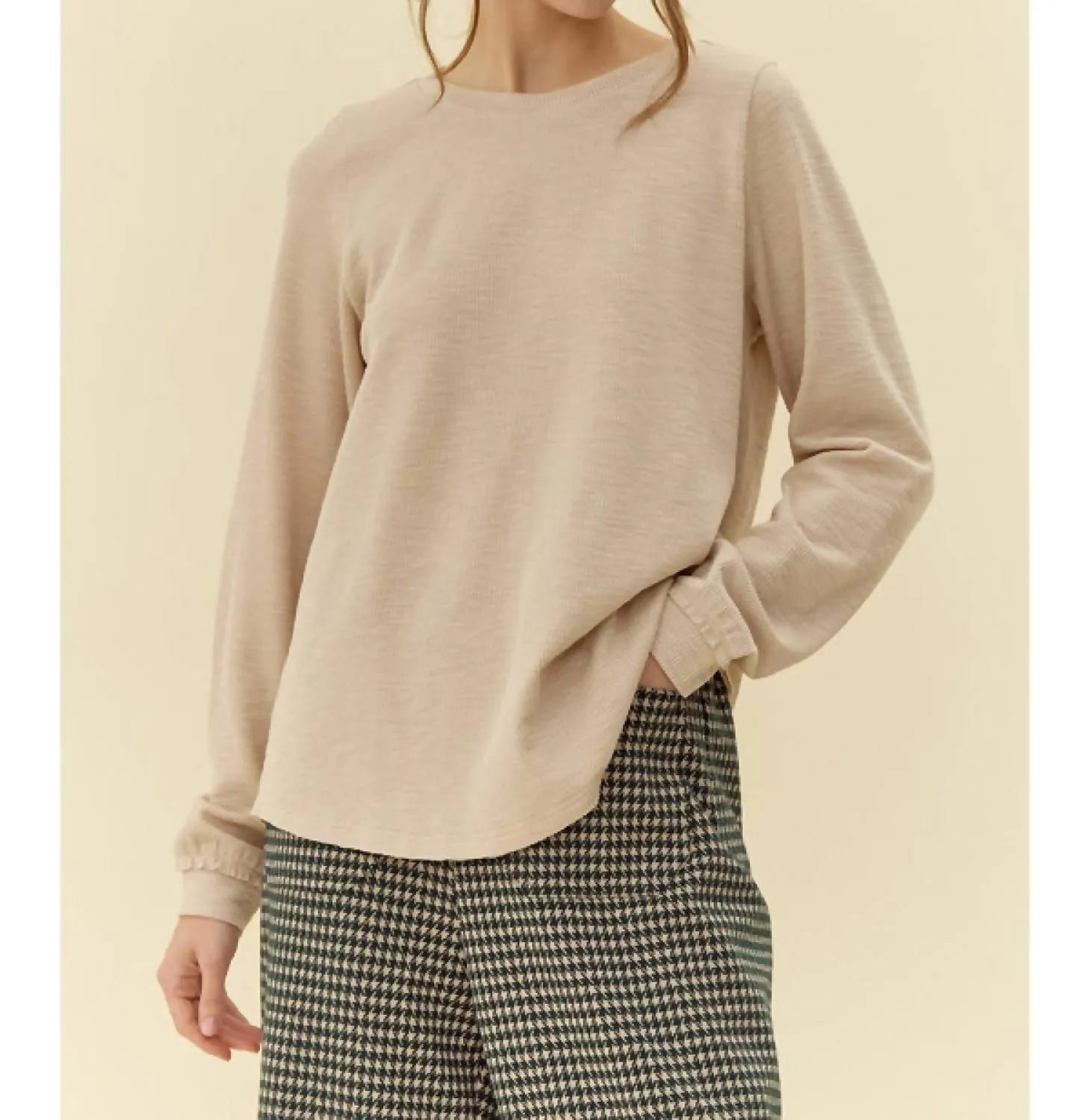 Perfect Long Sleeve Top In Oatmeal