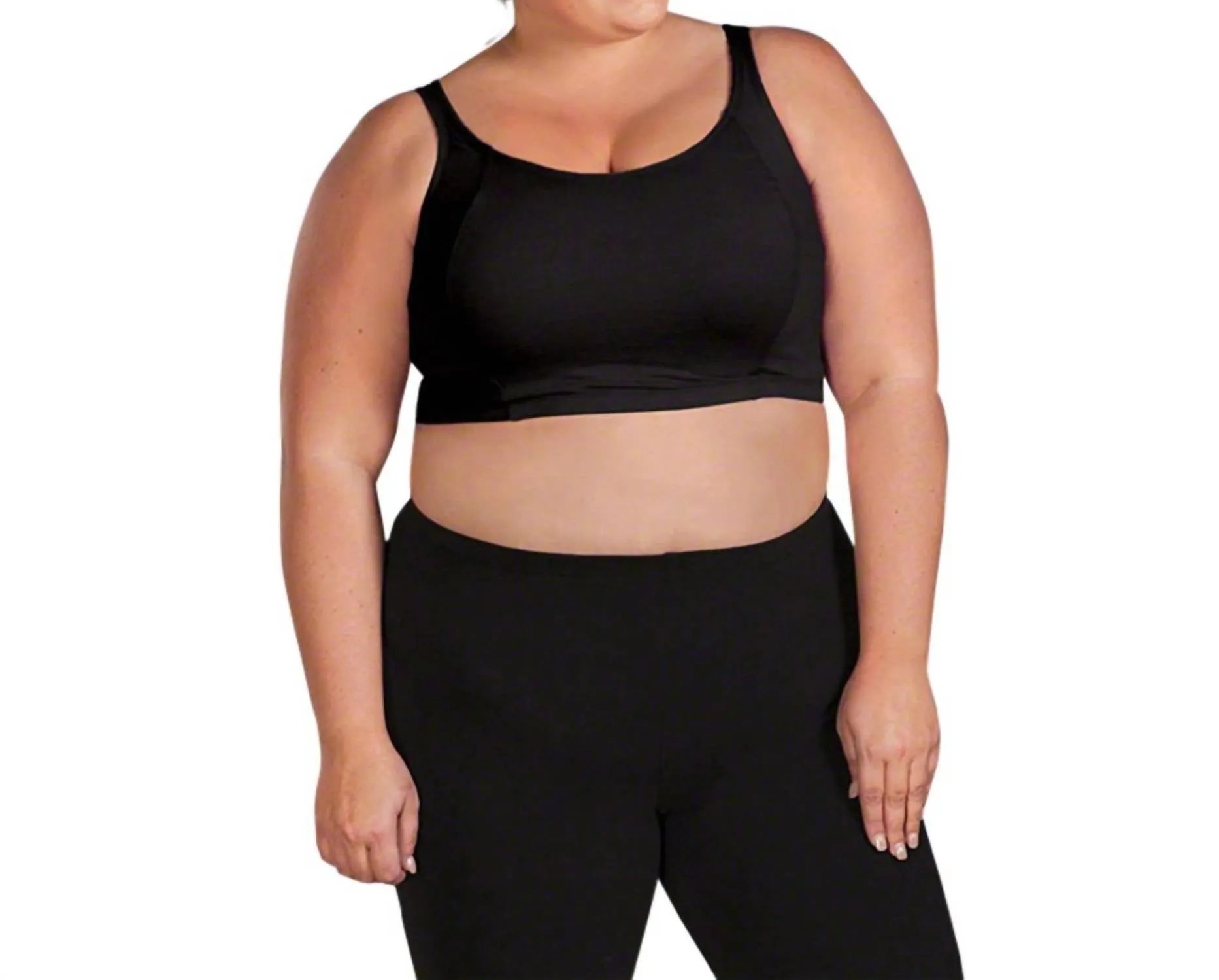 Plus Size Double Layer Sports Bra In Black