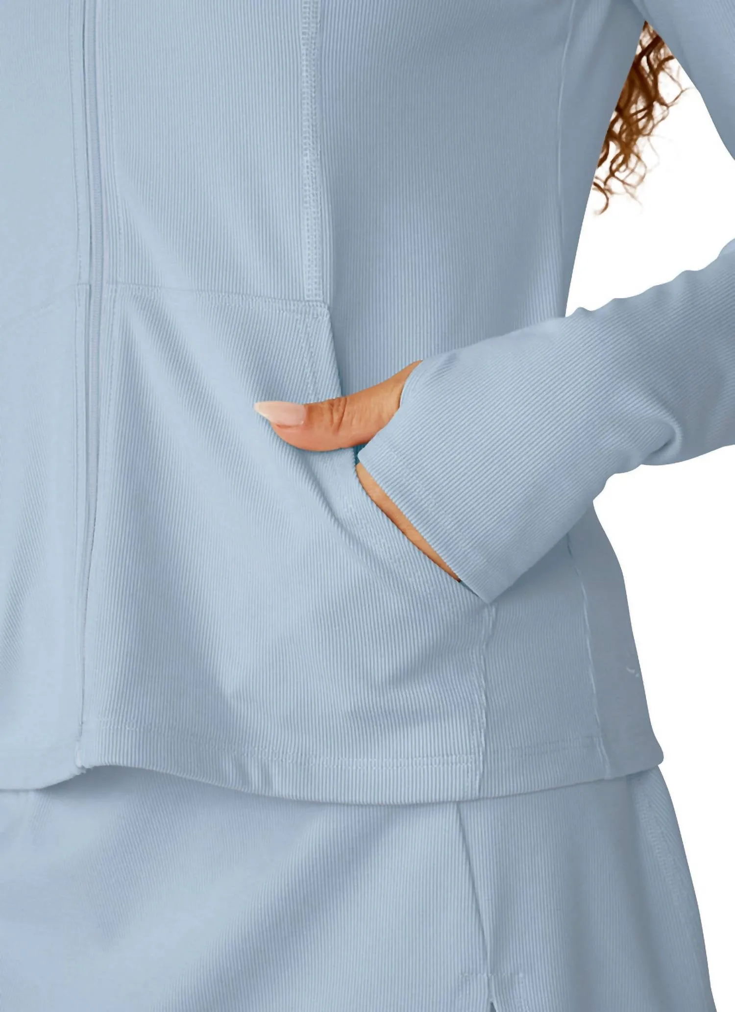 Rib Morning Jog Hoodie In Hazy Sky