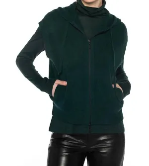 Rib Zip Hoodie In Cypress