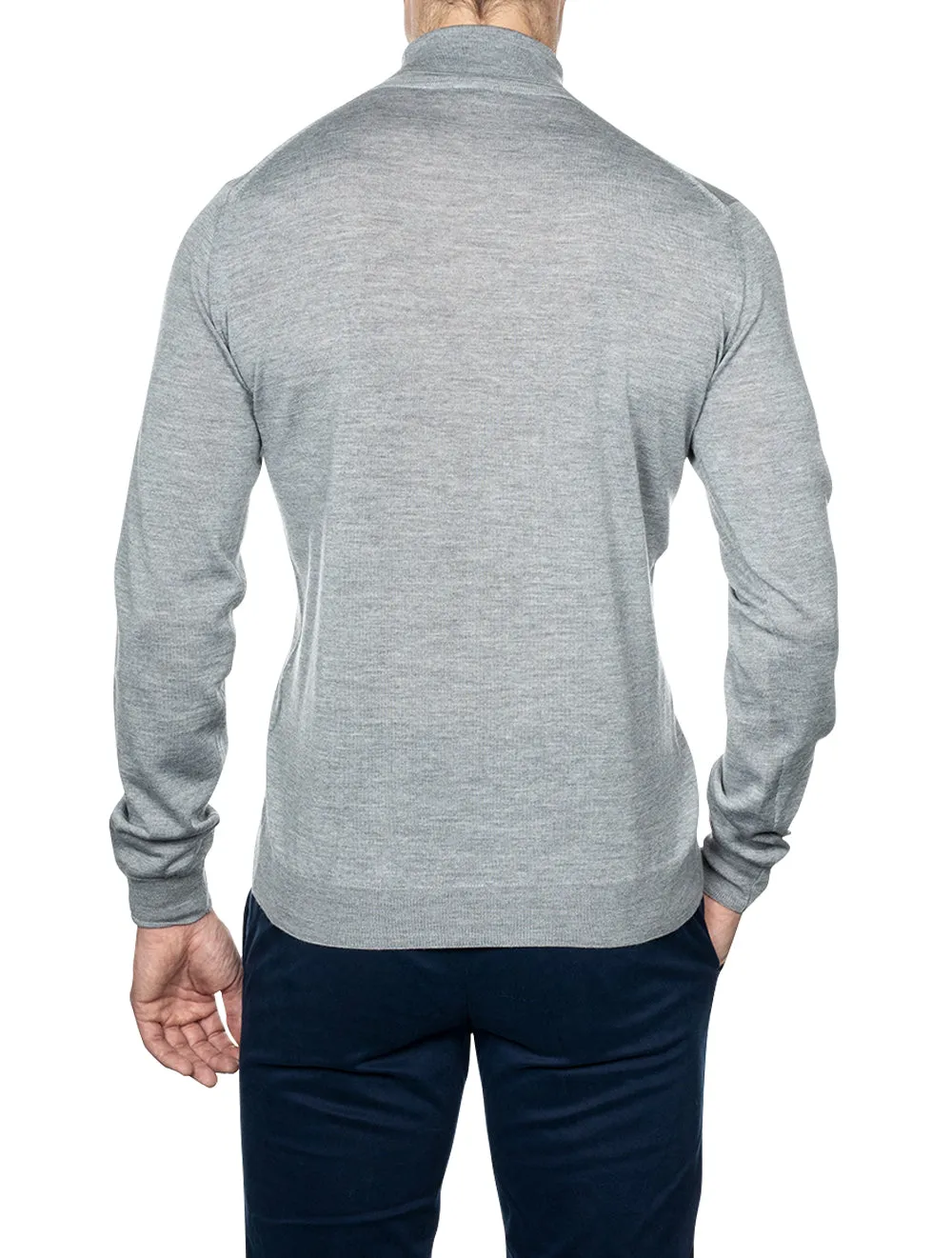 Roll Neck Fine Merino Wool Jumper Grey