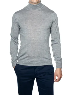 Roll Neck Fine Merino Wool Jumper Grey