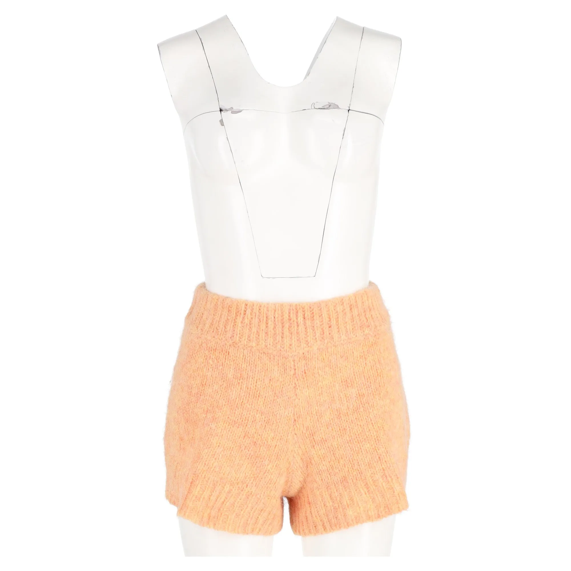 Rotate Birger Christensen High-Waist Knit Shorts in Orange Wool