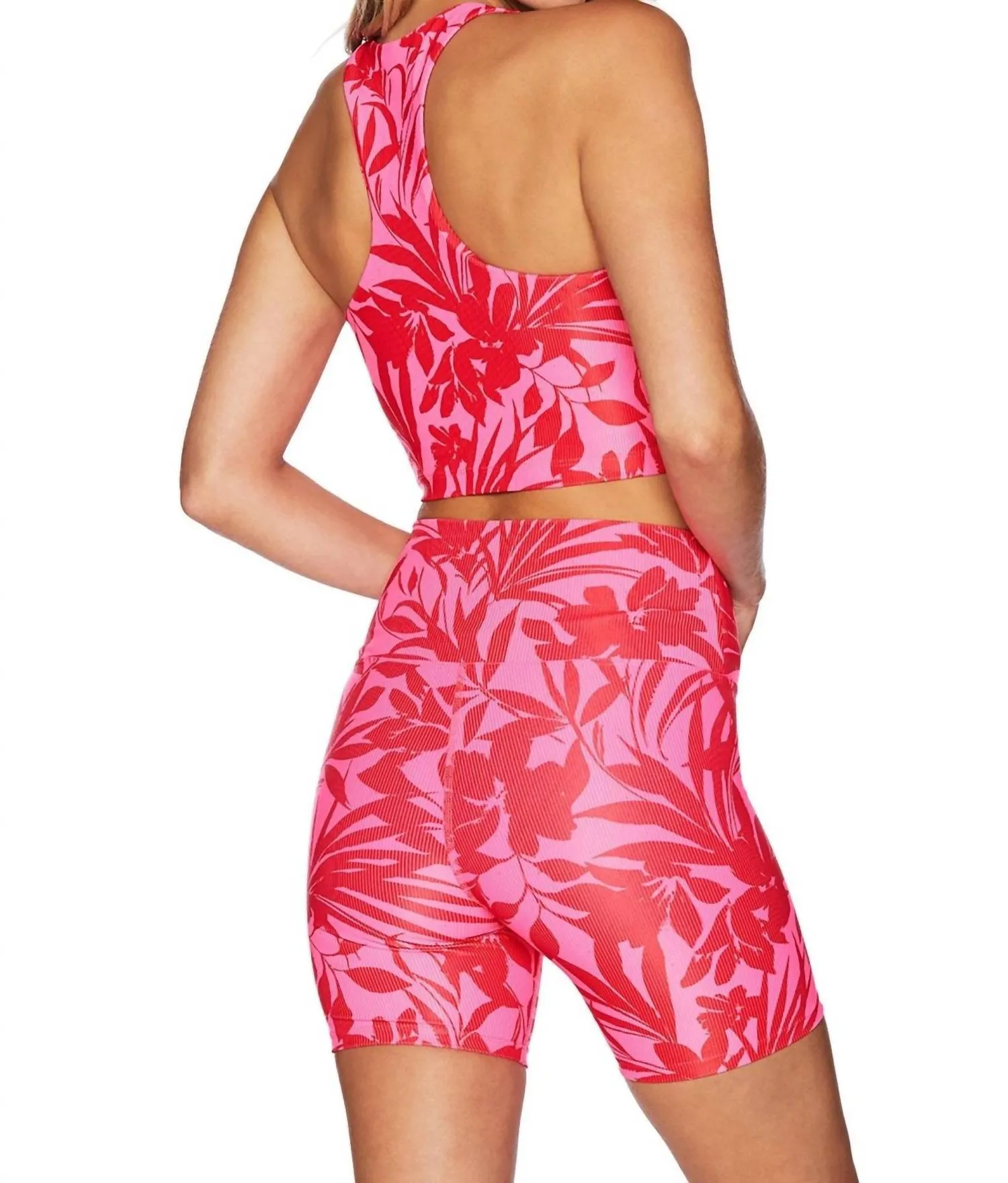 Ruby Top In Neon Hibiscus