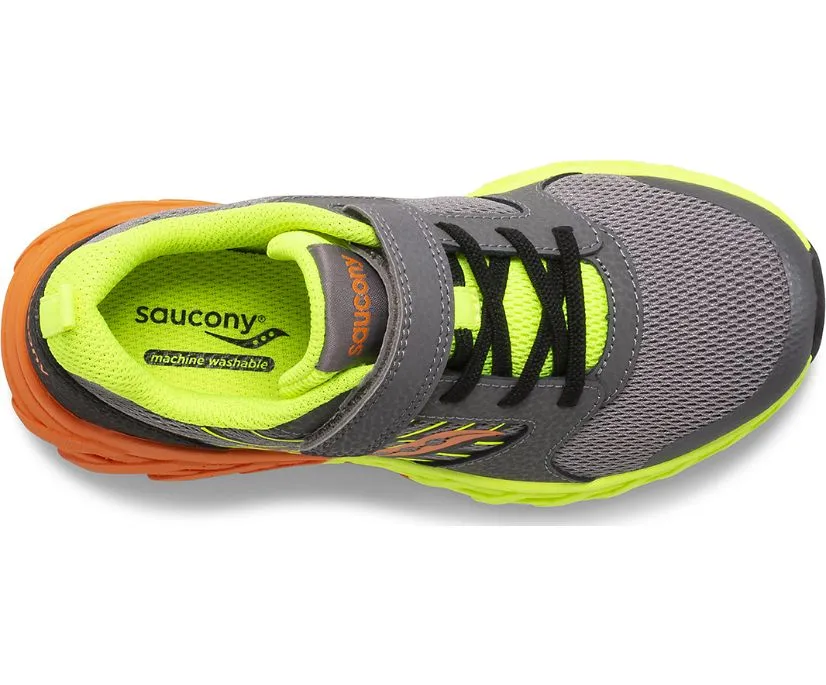 Saucony Shoes Wind A/C 2.0 Grey/Citron/Orange (Sizes 10.5c-4Y)