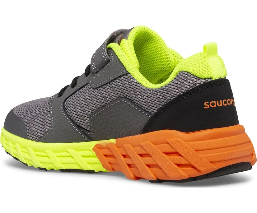 Saucony Shoes Wind A/C 2.0 Grey/Citron/Orange (Sizes 10.5c-4Y)