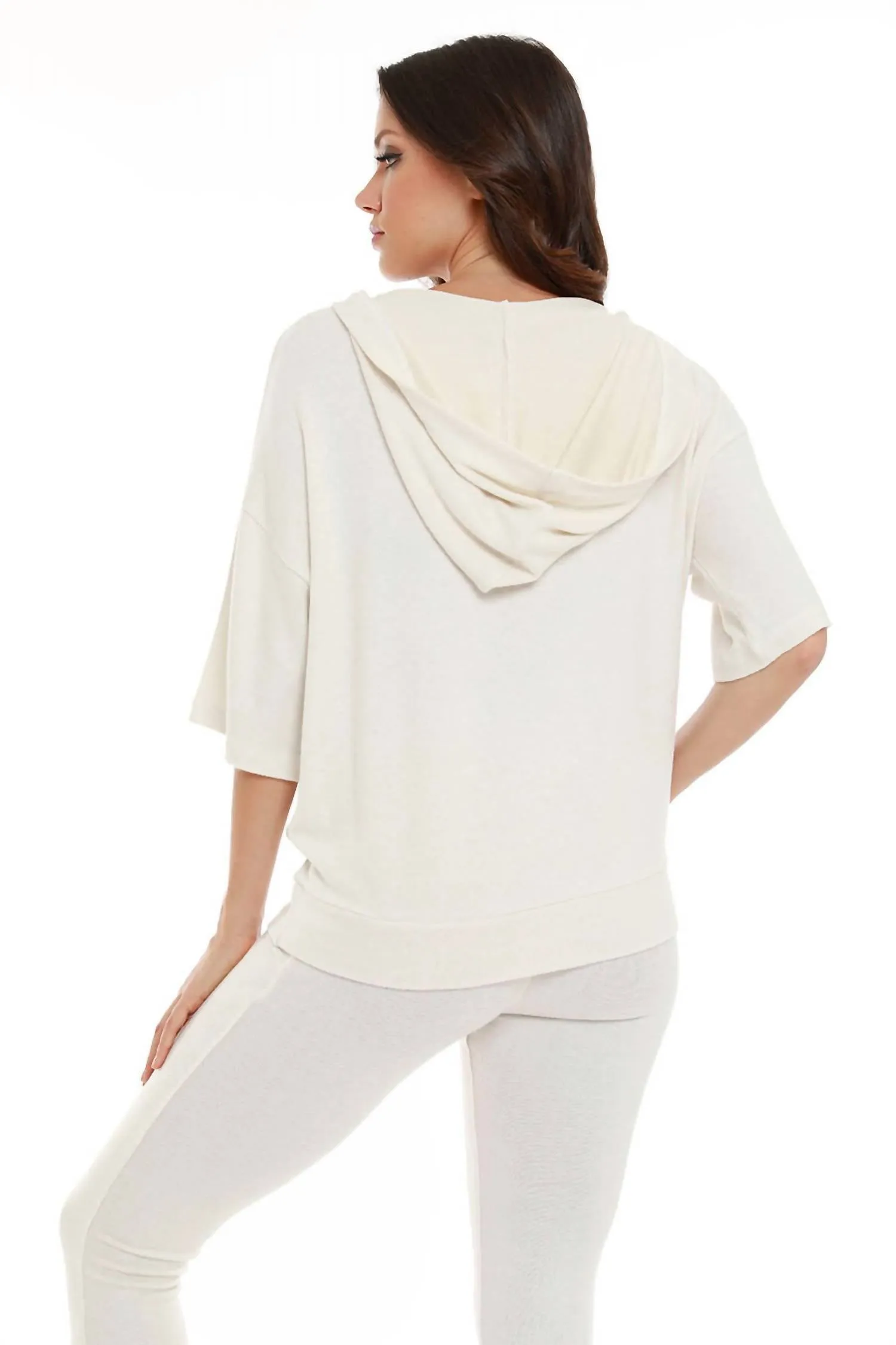 Stella Kashmira Short Sleeve Hoodie In Beige