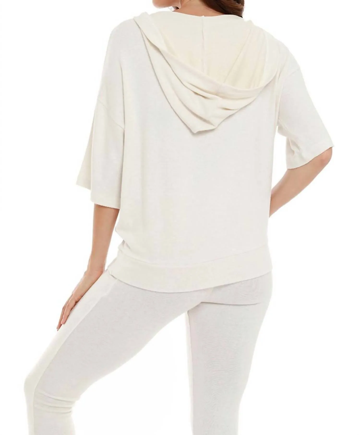 Stella Kashmira Short Sleeve Hoodie In Beige