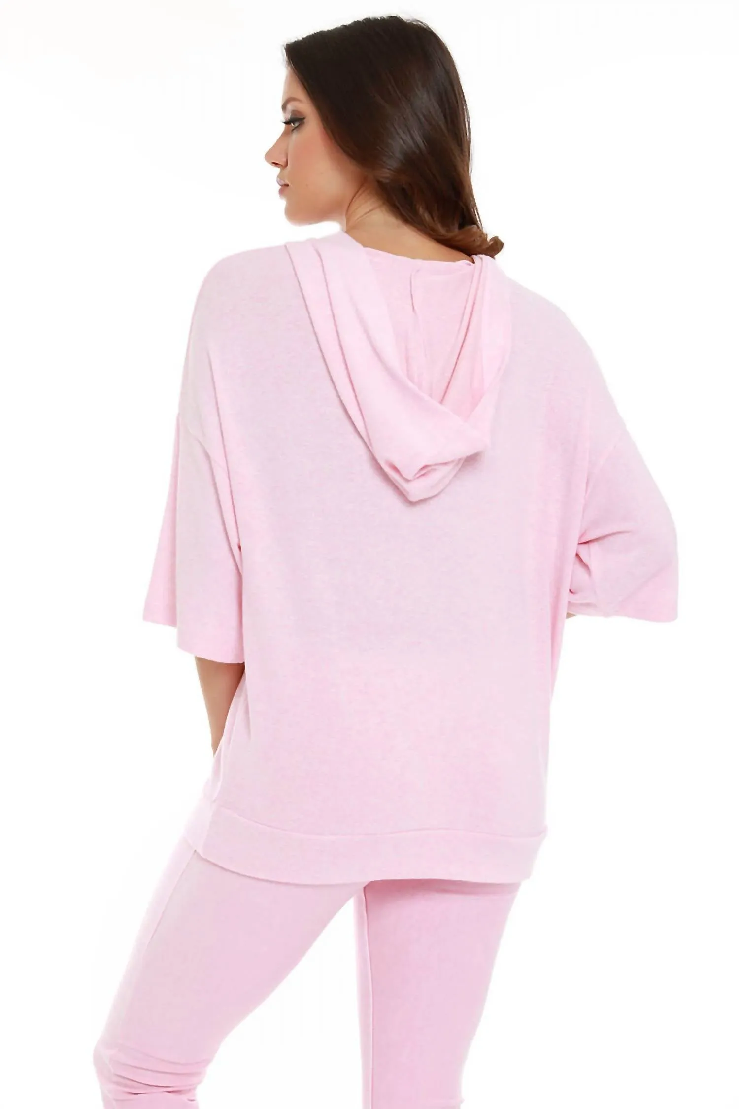 Stella Kashmira Short Sleeve Hoodie In Pink