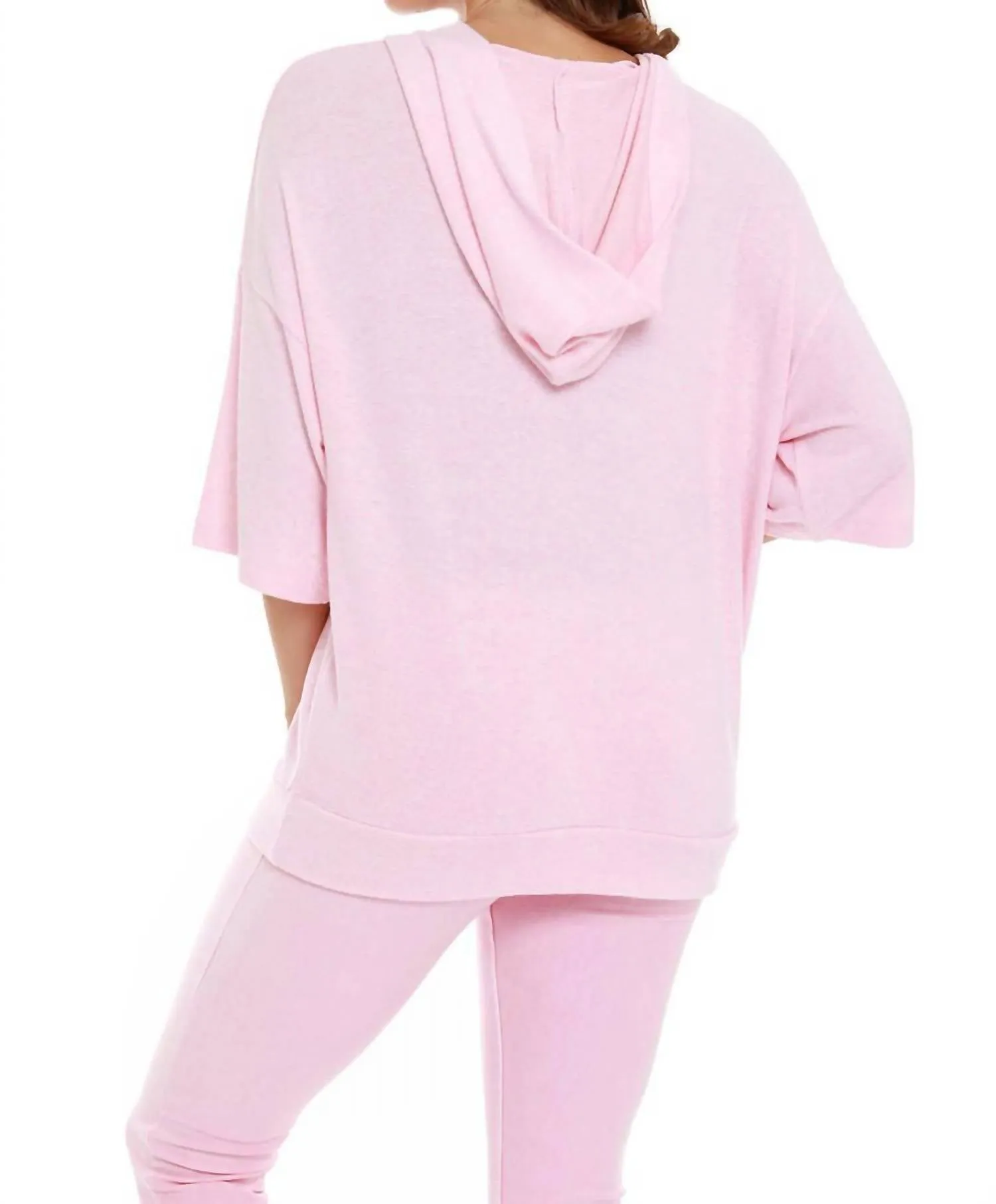 Stella Kashmira Short Sleeve Hoodie In Pink