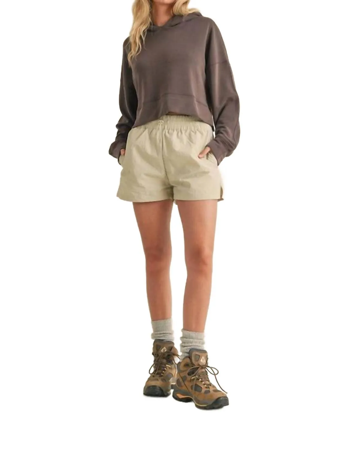 Super Soft Air Scuba Oversized Crop Hoodie In Chocolate