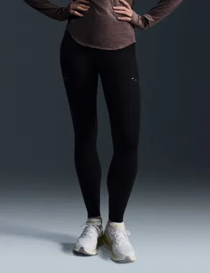 Swift High Waisted 7/8 Running Leggings with Pockets - Black/Reflective Silver