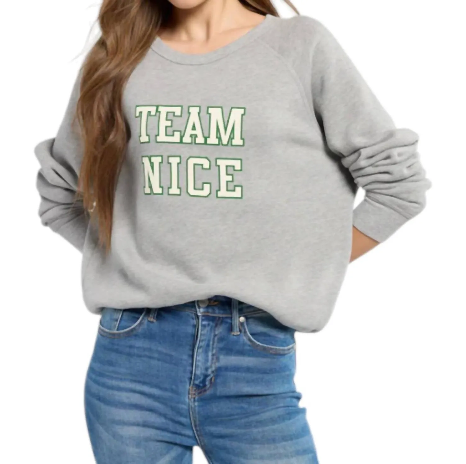 Team Naughty Or Team Nice Reversible Sweatshirt In Heather Grey