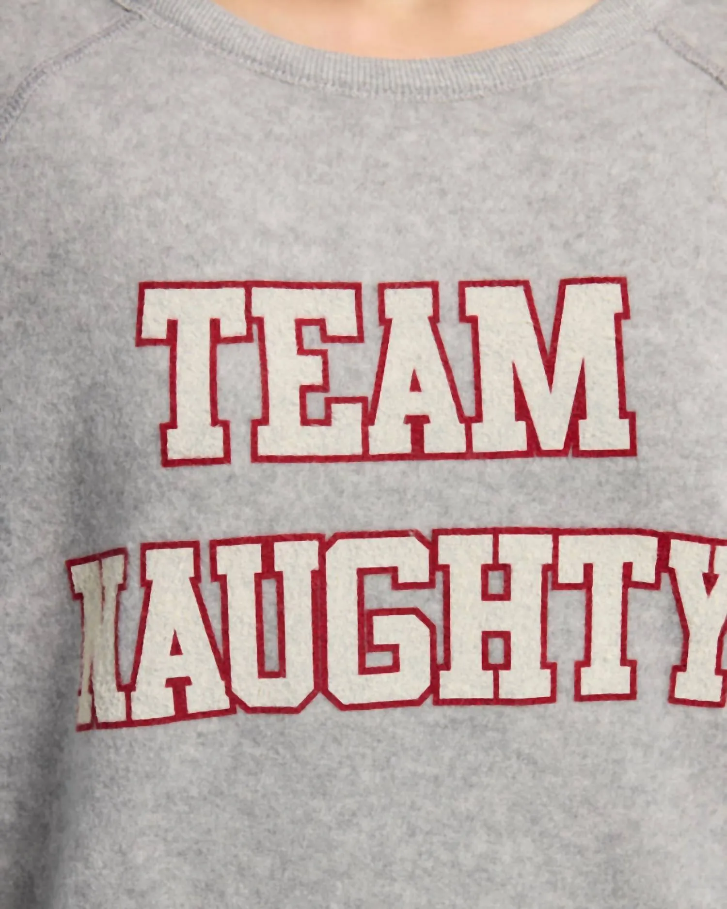 Team Naughty Or Team Nice Reversible Sweatshirt In Heather Grey