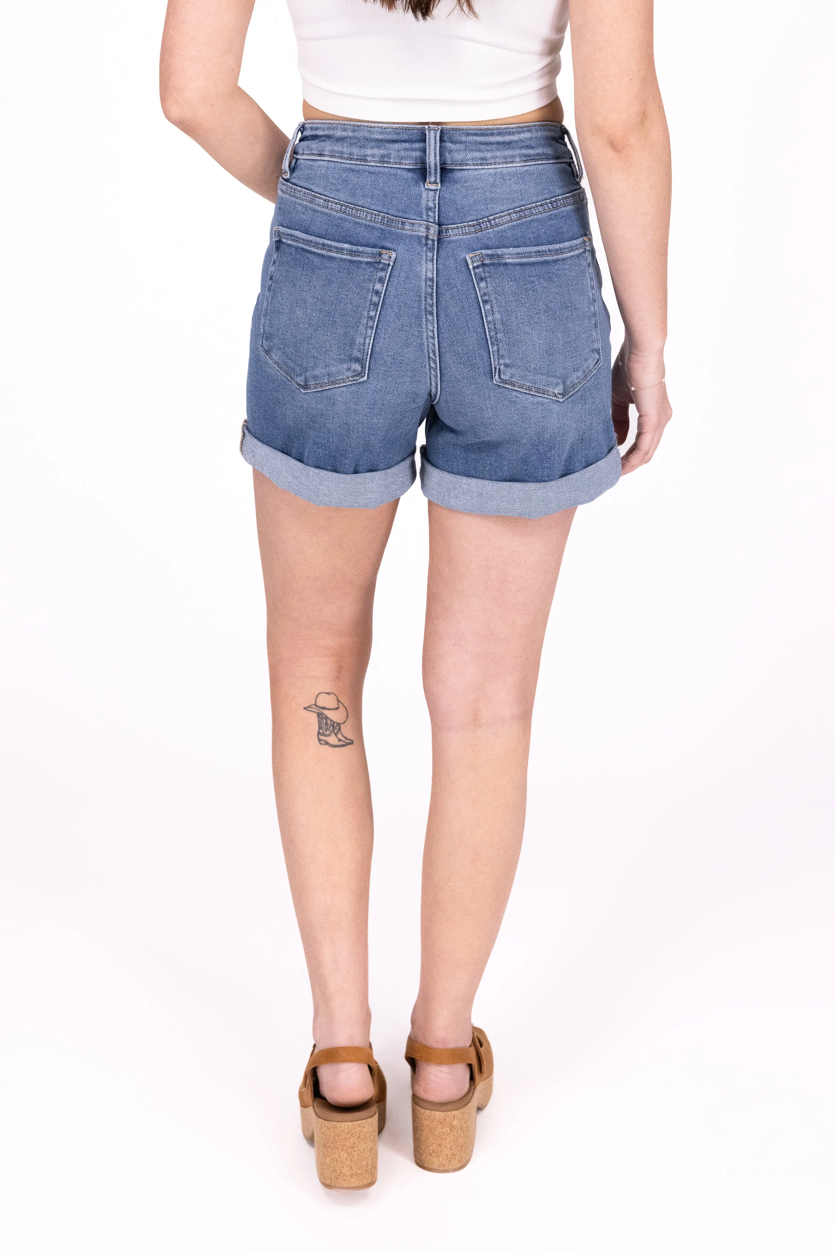 The Ruthie from Lovervet: Super High-Rise Bermuda Denim Shorts