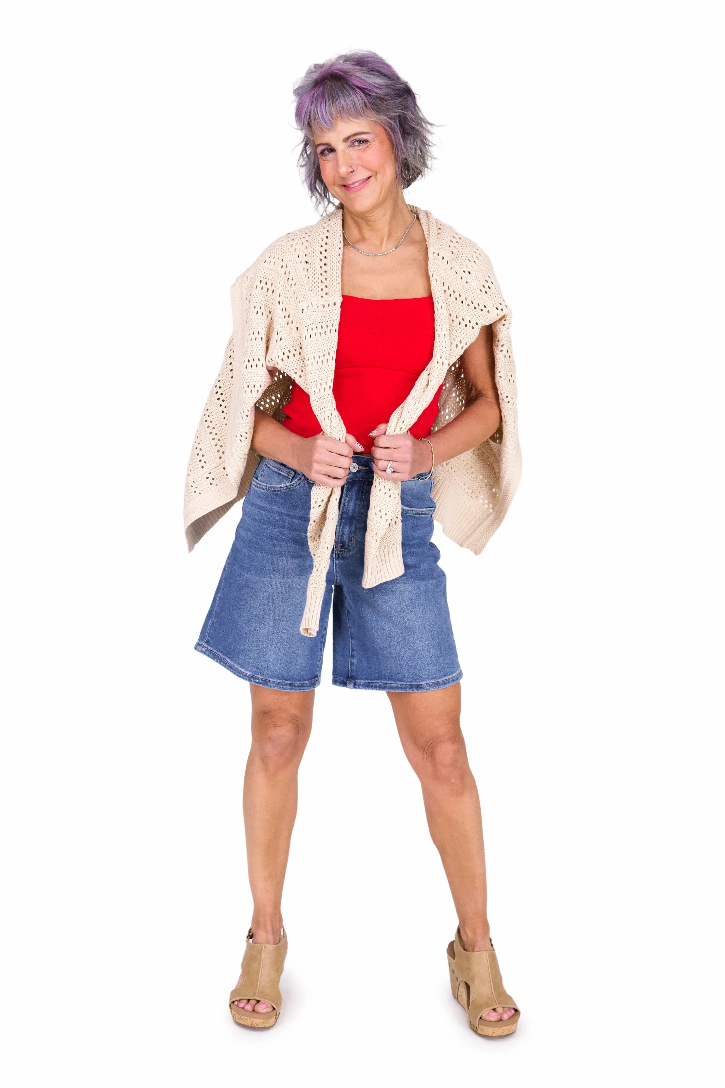 The Ruthie from Lovervet: Super High-Rise Bermuda Denim Shorts