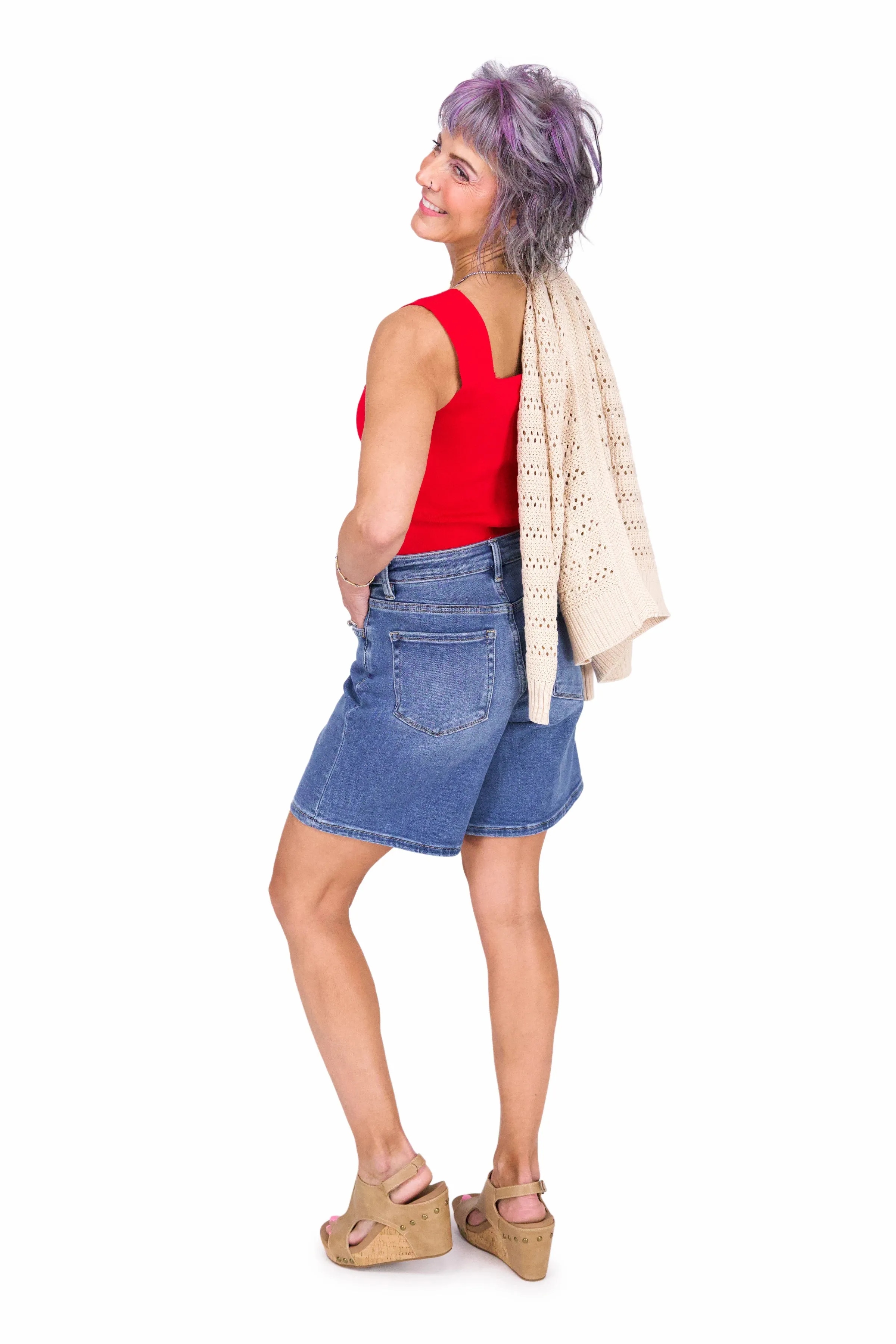 The Ruthie from Lovervet: Super High-Rise Bermuda Denim Shorts