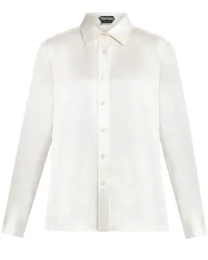 Tom Ford Womens Satin Silk Shirt In White