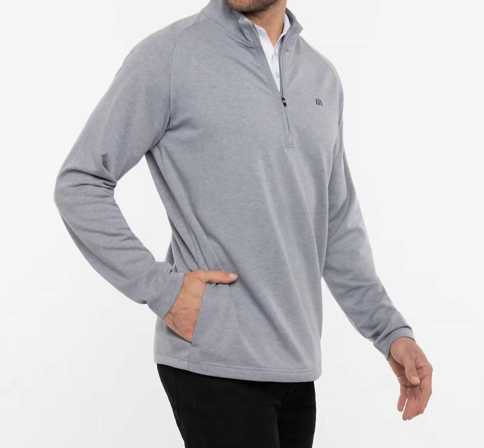 Upgraded Quarter Zip Jacket In Heather Grey