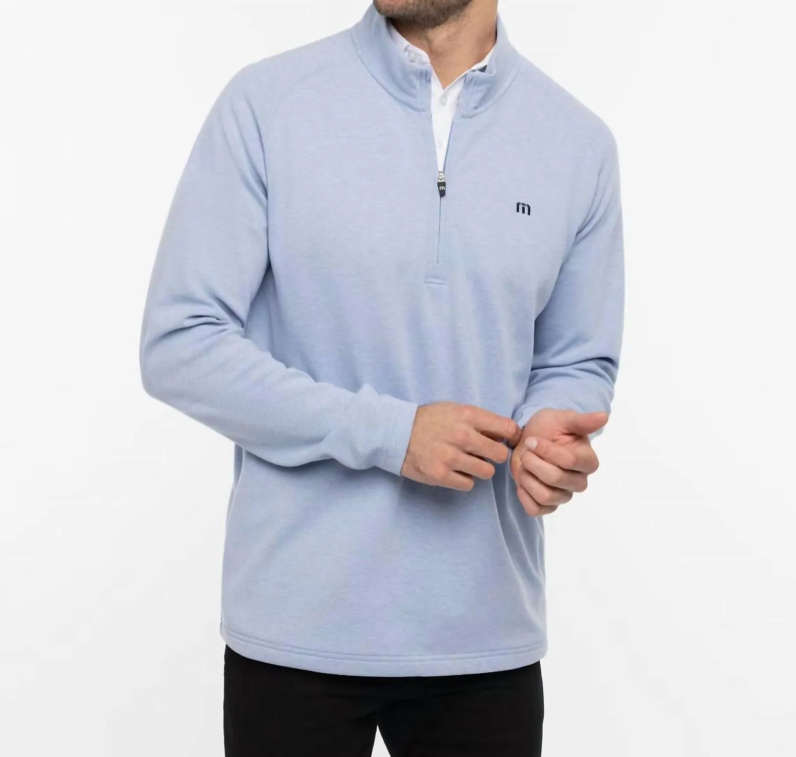 Upgraded Quarter Zip Jacket In Light Blue