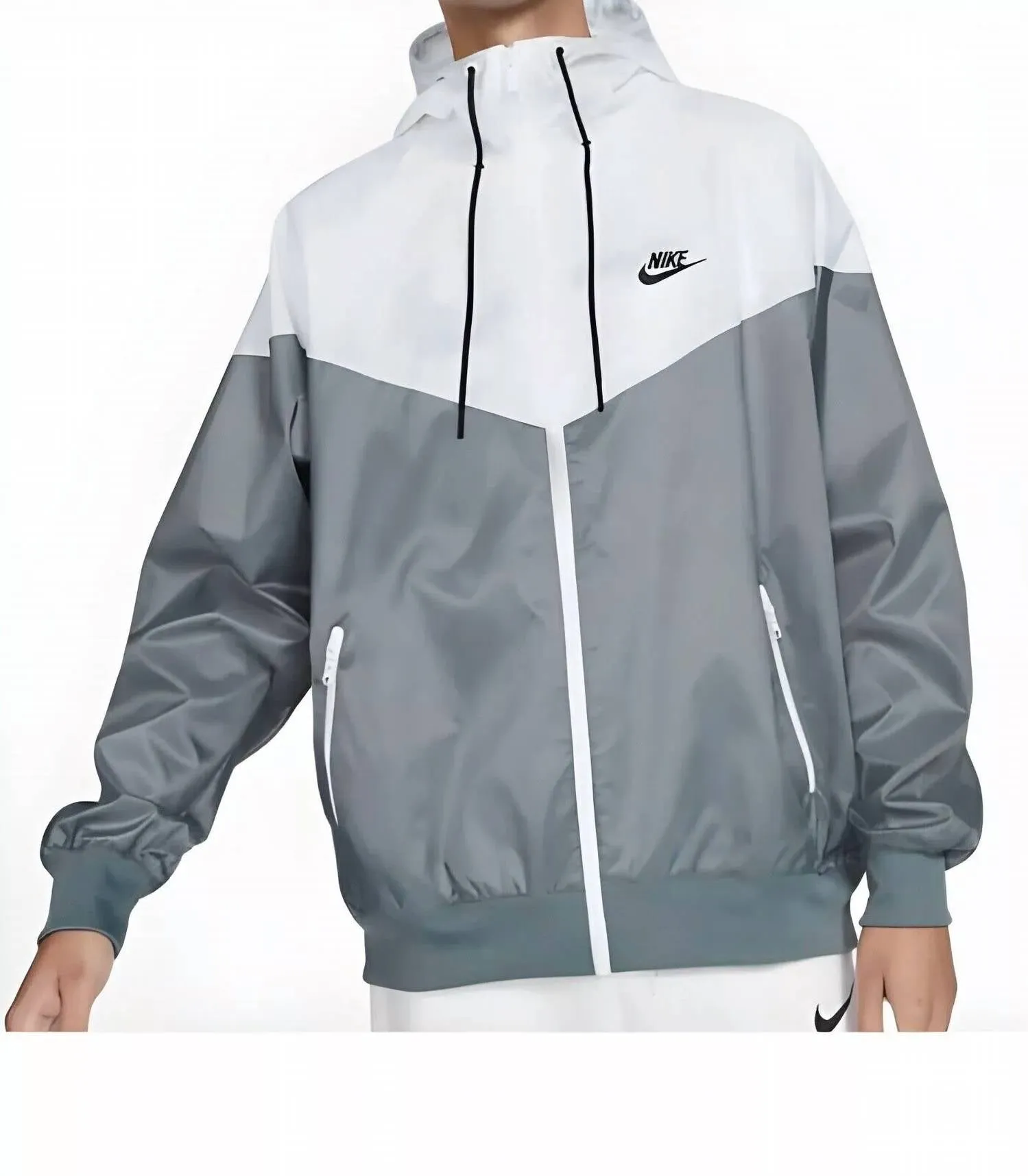 Windrunner Windbreaker Jacket In Smoke Grey/white