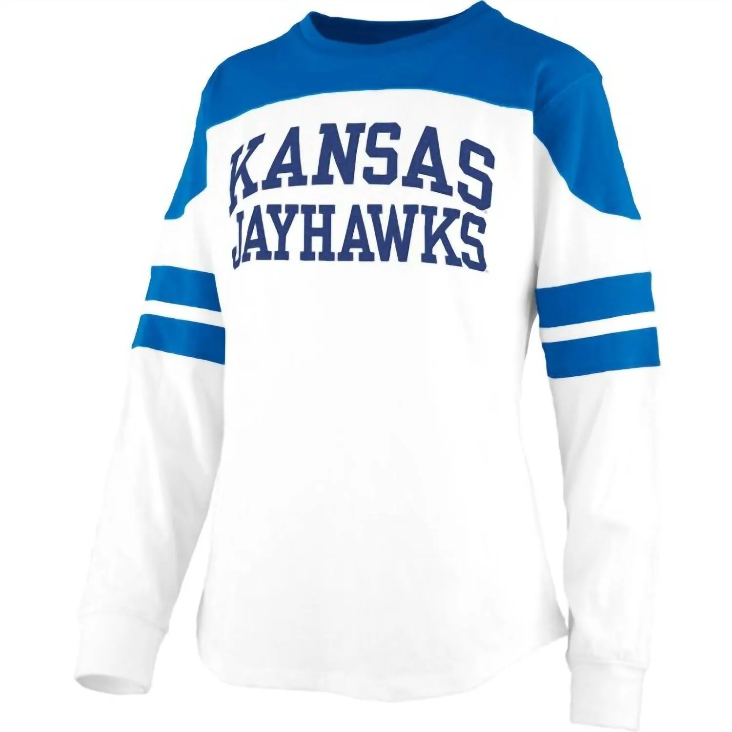 Women's University Of Kansas Half-Back Top In White/blue